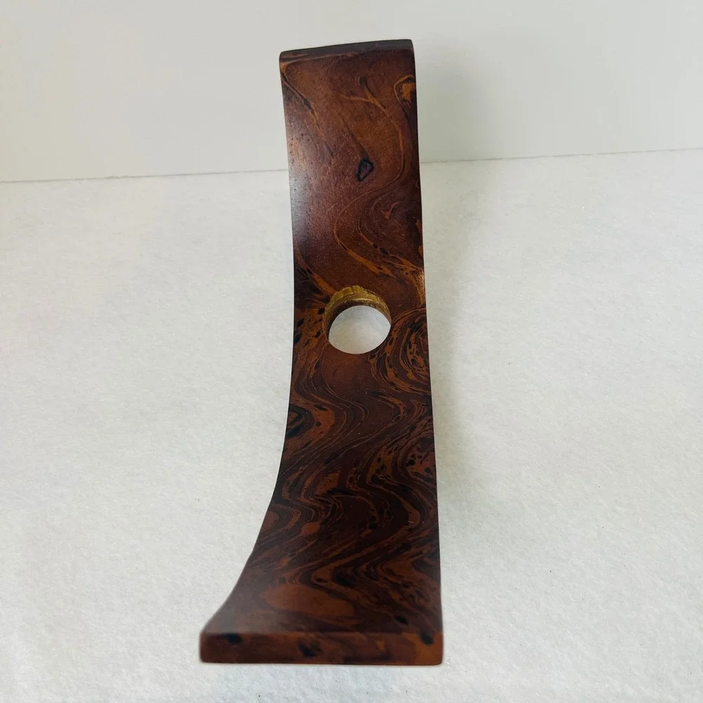 Handcrafted Wooden Balancing Wine Bottle Holder Etched Dragonfly Floral NO Bottl